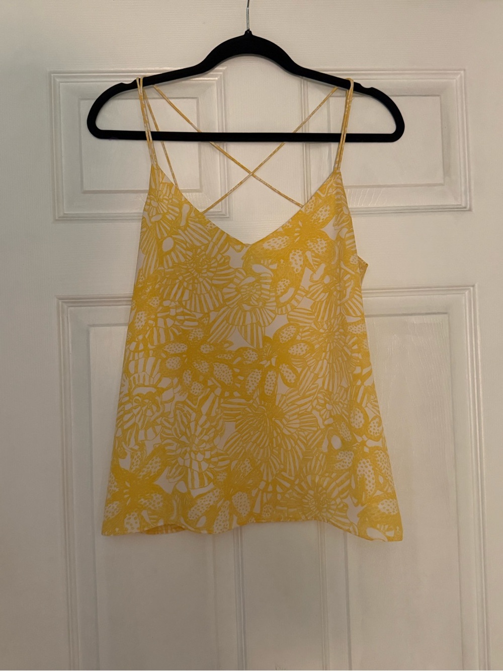 H&M Yellow Floral Crisscross Strappy Cami Top